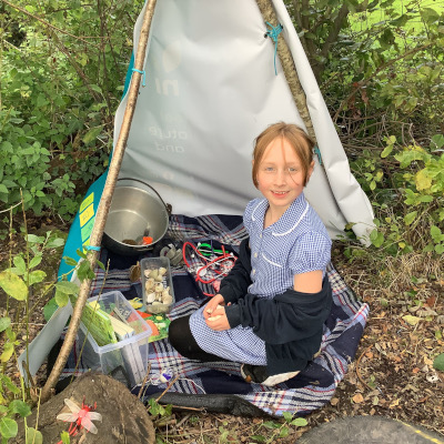 An individual in the Discovery Tipi