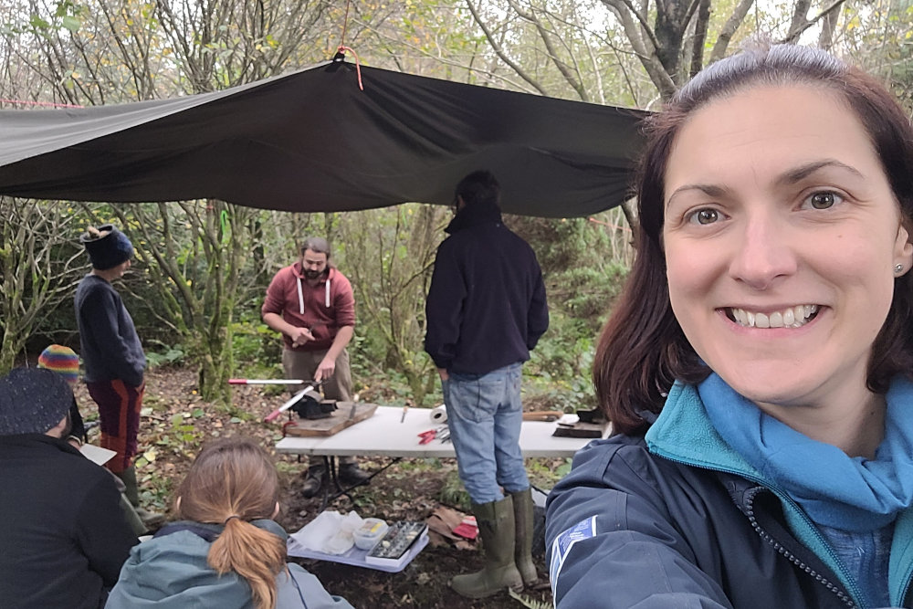 People at heritage woodland management training in nature