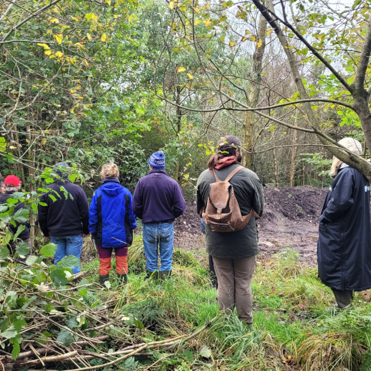 People at heritage woodland management training in nature.