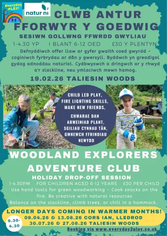 Poster showing the same event details as are listed in the event description. Plus two images of children using hand tools.  