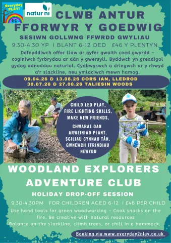 Poster showing the same event details as are listed in the event description. Plus two images of children using hand tools.  