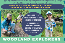 Poster showing the same event details as are listed in the event description. Plus two images of children using hand tools.  